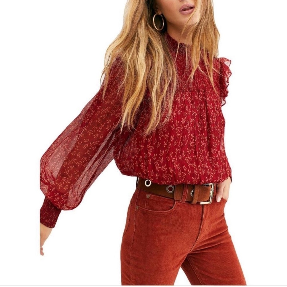 Free People flower Blouse size small